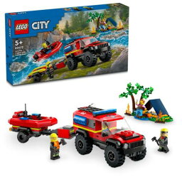 レゴ(LEGO) シティ 4WD消防車とレスキューボート おもちゃ 玩具 クリスマスプレゼント プレゼント ブロック 男の子 女の子 子供 4歳 5歳 6歳 7歳 消防車 ごっこ遊び 60412